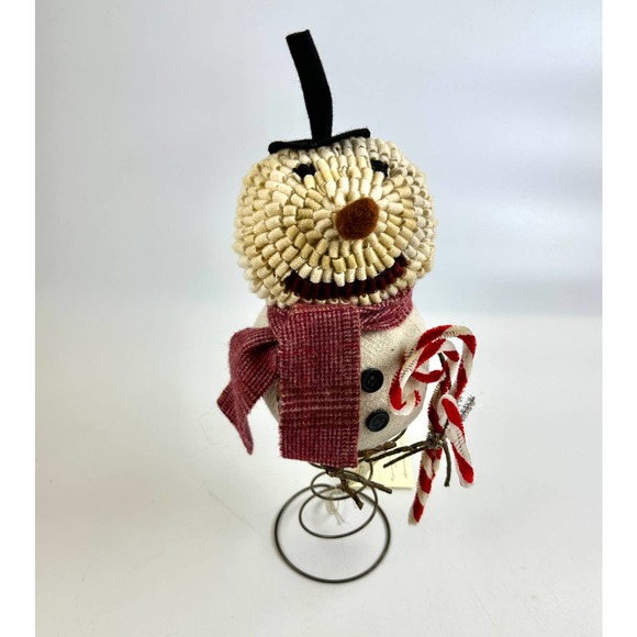 Vintage Snowman On A Spring With Candy Cane Christmas Winter Piece Sculpture - Picture 4 of 14